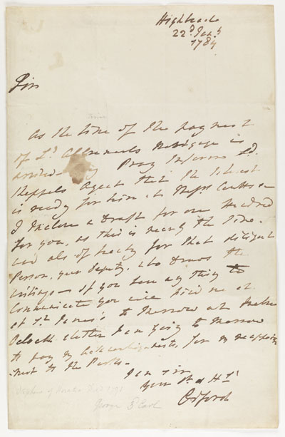 Letter, 1784 January 22.