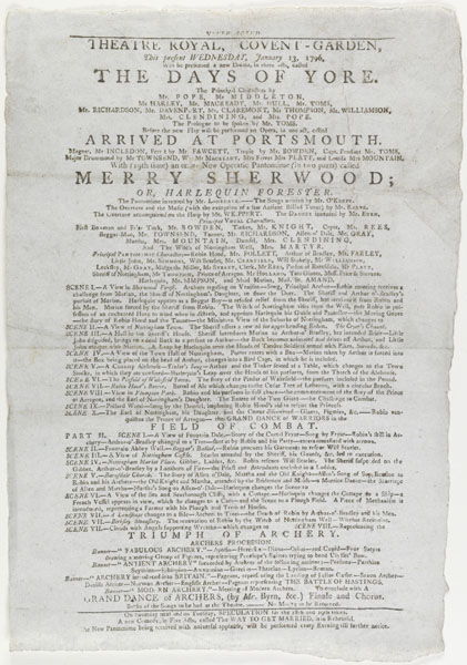 Theatre Royal, Covent-Garden, this present Wednesday, January 13, 1796...